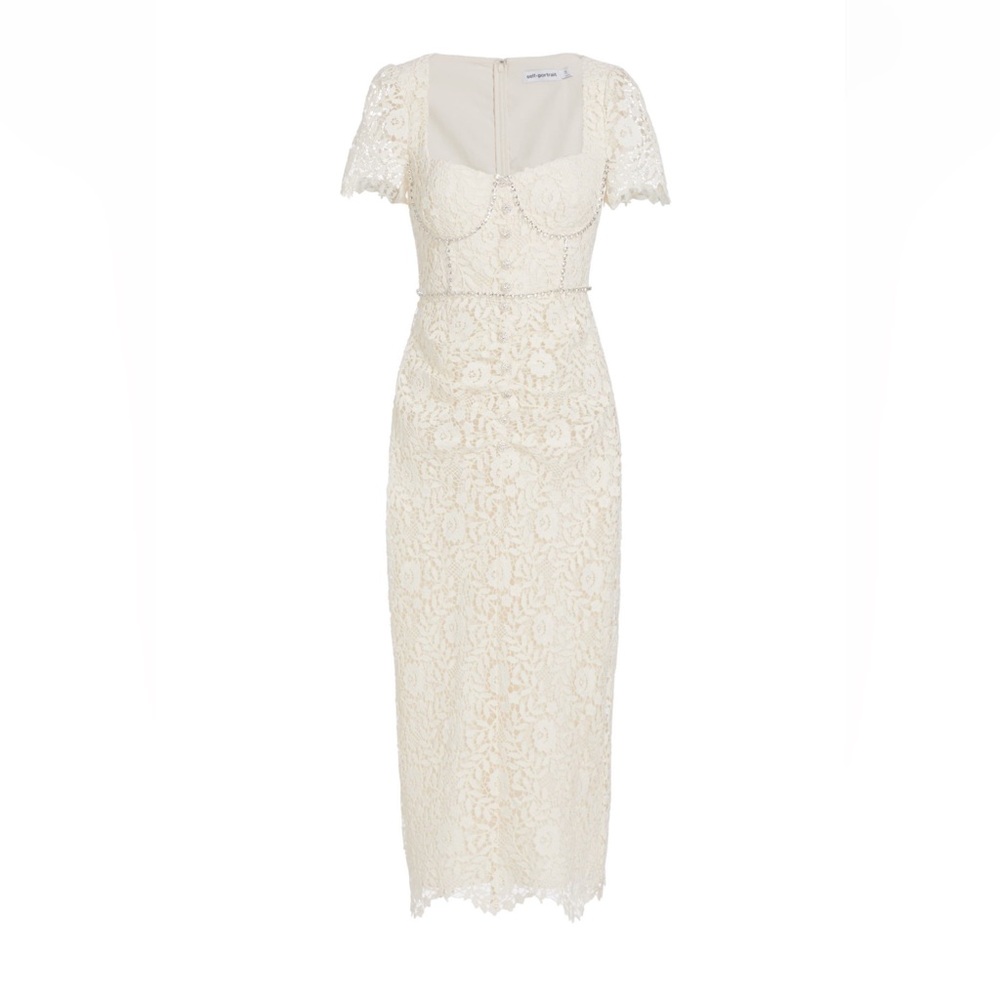 Self portrait lace and crystal midi dress